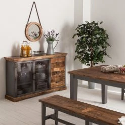 Ars manufacti Console Hunter - Manguier massif / Métal - Manguier / Gris bleu -loftscape Boutique sideboard hunter mango massiv metall mango blaugrau 4715576