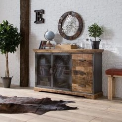 Ars manufacti Console Hunter - Manguier massif / Métal - Manguier / Gris bleu -loftscape Boutique sideboard hunter mango massiv metall mango blaugrau 4874476