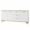Germania Buffet Neston II - Blanc mat / Imitation chêne de Sanremo -loftscape Boutique sideboard neston ii supermatt weiss eiche sanremo dekor 3908932