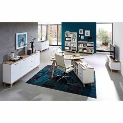 Germania Buffet Neston II - Blanc mat / Imitation chêne de Sanremo -loftscape Boutique sideboard neston ii supermatt weiss eiche sonoma dekor 637578