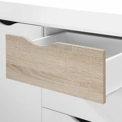 Mørteens Buffet Sunndal - Partiellement en caoutchouc massif - Blanc / Chêne clair -loftscape Boutique sideboard sunndal gummibaum teilmassiv weiss eiche dekor 4753660