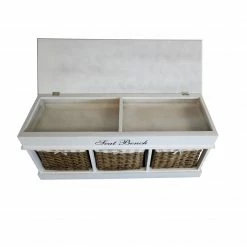 Maison Belfort Banc Elven - Paulownia massif - Blanc / Marron -loftscape Boutique sitzbank elven paulownia massiv weiss braun 5036592