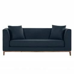 Jack & Alice Canapé Blomma (3 places) - Tissu bleu foncé - Structure : couleur noisette -loftscape Boutique sofa blomma 3 sitzer webstoff dunkelblau gestell nussbaumfarbig 4833084