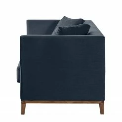 Jack & Alice Canapé Blomma (3 places) - Tissu bleu foncé - Structure : couleur noisette -loftscape Boutique sofa blomma 3 sitzer webstoff dunkelblau gestell nussbaumfarbig 4833088