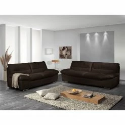 Cotta Canapé Doug (3 places) - Cuir véritable marron foncé -loftscape Boutique sofa doug 3 sitzer echtleder dunkelbraun 4385692