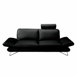 Fredriks Canapé Enzo (3 places) - Appui-tête réglable -loftscape Boutique sofa enzo 3 sitzer echtleder schwarz mit 1 kopfstuetze 3700041