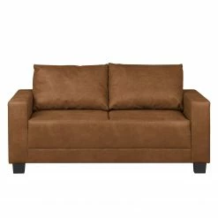 Loftscape Canapé Greenwood (2 places) - Aspect cuir vieilli - Microfibre Priya: Cognac -loftscape Boutique sofa greenwood 2 sitzer antiklederlook cognac 4493840
