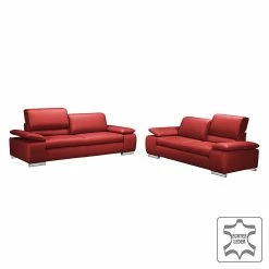 Fredriks Canapé Masca (2 places) - Cuir véritable rouge carmin -loftscape Boutique sofa masca 2 sitzer echtleder kaminrot 515468