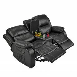 Modoform Fauteuil de cinéma Mendis (2 places) - Imitation cuir - Noir -loftscape Boutique sofa mendis 2 sitzer kunstleder schwarz 3116805