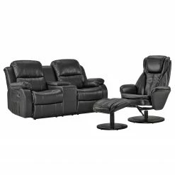 Modoform Fauteuil de cinéma Mendis (2 places) - Imitation cuir - Noir -loftscape Boutique sofa mendis 2 sitzer kunstleder schwarz 3116809