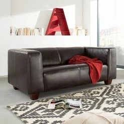 Maison Belfort Canapé Nespolo (2 places) - Cuir synthétique marron foncé -loftscape Boutique sofa nespolo 2 sitzer bycast echtleder dunkelbraun 3320509