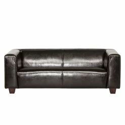 Maison Belfort Canapé Nespolo (3 places) - Cuir véritable / Cuir synthétique - Marron foncé -loftscape Boutique sofa nespolo 3 sitzer bycast echtleder dunkelbraun 254156