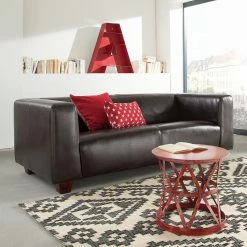 Maison Belfort Canapé Nespolo (3 places) - Cuir véritable / Cuir synthétique - Marron foncé -loftscape Boutique sofa nespolo 3 sitzer bycast echtleder dunkelbraun 3320453