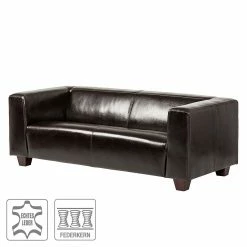 Maison Belfort Canapé Nespolo (3 places) - Cuir véritable / Cuir synthétique - Marron foncé -loftscape Boutique sofa nespolo 3 sitzer bycast echtleder dunkelbraun 3352977