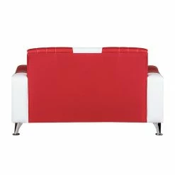 Studio Monroe Canapé Nixa (2 places) - Cuir synthétique - Rouge / Blanc -loftscape Boutique sofa nixa 2 sitzer kunstleder rot weiss 399218