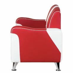 Studio Monroe Canapé Nixa (2 places) - Cuir synthétique - Rouge / Blanc -loftscape Boutique sofa nixa 2 sitzer kunstleder rot weiss 399219