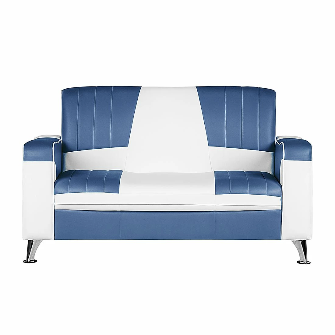 Studio Monroe Canapé Nixa (2 places) - Cuir synthétique - Blanc / Bleu foncé 4 Studio Monroe Canapé Nixa (2 places) - Cuir synthétique - Blanc / Bleu foncé – Image 2