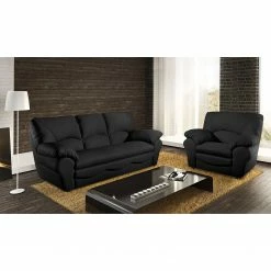 Modoform Canapé convertible Torsby - Cuir véritable Noir -loftscape Boutique sofa torsby 3 sitzer echtleder schwarz 4790120
