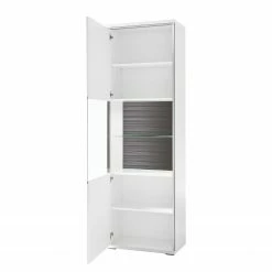 Loftscape Armoire vitrine Kushiro - Butoir à gauche -loftscape Boutique standvitrine arco hochglanz weiss grau tueranschlag links 4710796