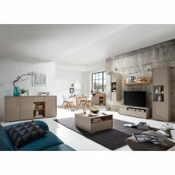 Germania Vitrine suspendue Calvi - Gris minéral / Imitation chêne de Navarra -loftscape Boutique tv lowboard calvi i eckiger fuss 4087220