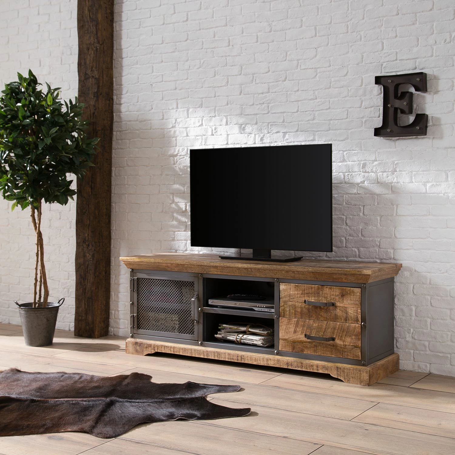 Ars manufacti Meuble TV Hunter - Manguier massif / Métal - Manguier / Gris bleu 4 Ars manufacti Meuble TV Hunter - Manguier massif / Métal - Manguier / Gris bleu – Image 2