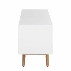 Mørteens Meuble TV Lindholm - Partiellement en chêne massif - Blanc - 180 x 45 cm -loftscape Boutique tv lowboard lindholm eiche teilmassiv weiss 526621
