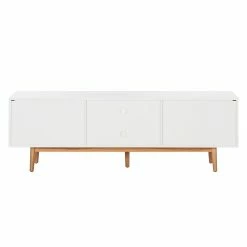 Mørteens Meuble TV Lindholm - Partiellement en chêne massif - Blanc - 180 x 45 cm -loftscape Boutique tv lowboard lindholm eiche teilmassiv weiss 526622
