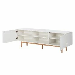 Mørteens Meuble TV Lindholm - Partiellement en chêne massif - Blanc - 180 x 45 cm -loftscape Boutique tv lowboard lindholm eiche teilmassiv weiss 526628