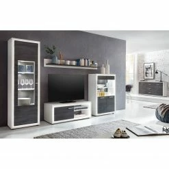 Mooved Étagère murale Piorini - Imitation pin anthracite / Blanc -loftscape Boutique tv lowboard maruto i inkl beleuchtung kiefer dunkel dekor weiss 4932668