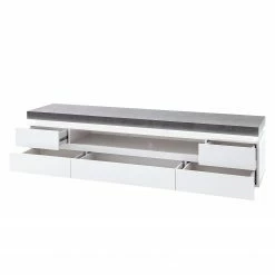 Fredriks Meuble TV Namona II - Éclairage inclus - Imitation béton / Blanc -loftscape Boutique tv lowboard namona ii inkl beleuchtung weiss anthrazit weiss anthrazit 3666769