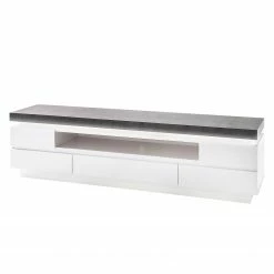 Fredriks Meuble TV Namona II - Éclairage inclus - Imitation béton / Blanc -loftscape Boutique tv lowboard namona ii inkl beleuchtung weiss anthrazit weiss anthrazit 3666773
