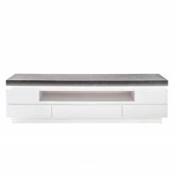 Fredriks Meuble TV Namona II - Éclairage inclus - Imitation béton / Blanc -loftscape Boutique tv lowboard namona ii inkl beleuchtung weiss anthrazit weiss anthrazit 3666785