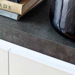 Fredriks Meuble TV Namona II - Éclairage inclus - Imitation béton / Blanc -loftscape Boutique tv lowboard namona ii inkl beleuchtung weiss anthrazit weiss anthrazit 3666797