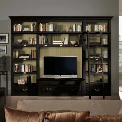 Maison Belfort Ensemble TV Azjana I - Noir / Pin crème - Avec échelle