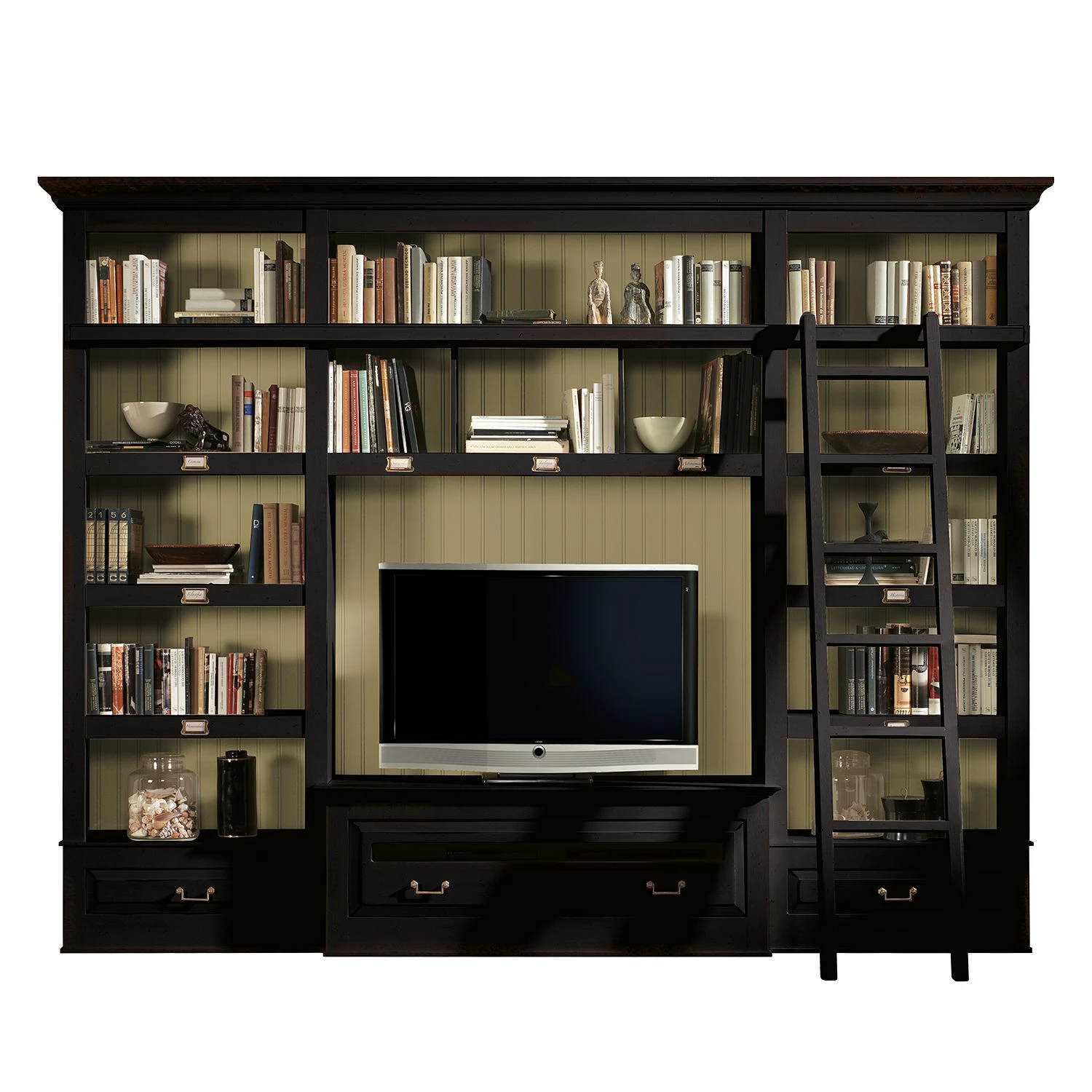 Maison Belfort Ensemble TV Azjana I - Noir / Pin crème - Avec échelle 4 Maison Belfort Ensemble TV Azjana I - Noir / Pin crème - Avec échelle – Image 2