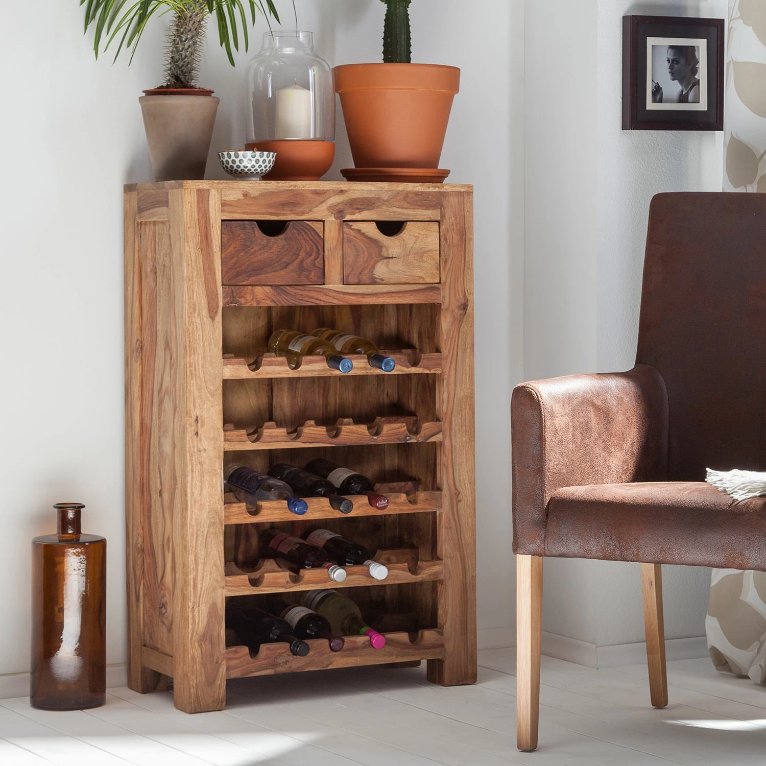 Wolf-Möbel Étagère à vin Yoga I - Sheesham massif 4 Wolf-Möbel Étagère à vin Yoga I - Sheesham massif – Image 2