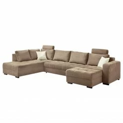 Home Design Canapé panoramique Antego (convertible) - Marron clair -loftscape Boutique wohnlandschaft antego mit schlaffunktion velours ottomane longchair beidseitig montierbar hellbraun 3197761