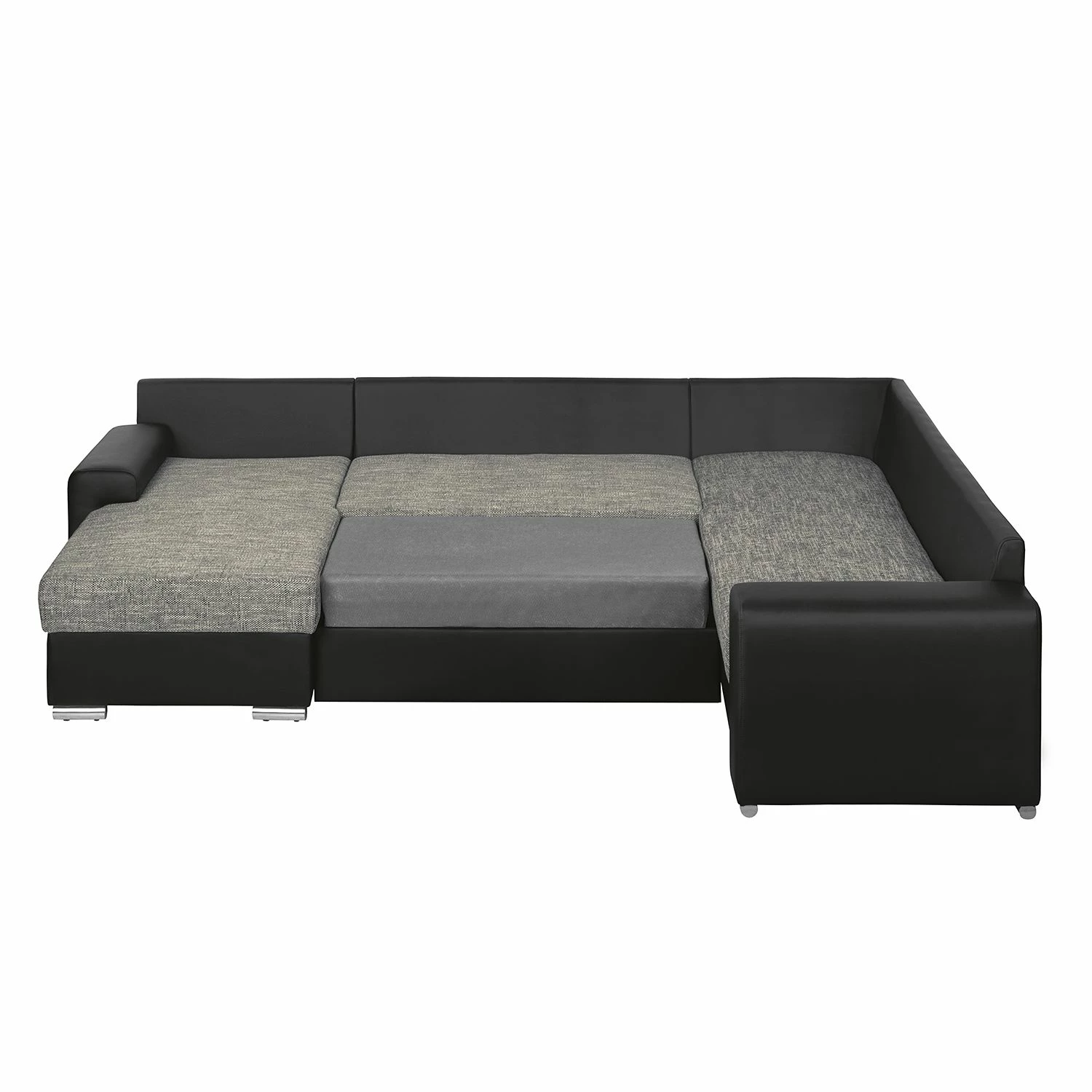 Roomscape Canapé panoramique Berrings - Convertible - Imitation cuir / Tissu structuré - Noir / Gris - Méridienne courte à gauche (vue de face) 9 Roomscape Canapé panoramique Berrings - Convertible - Imitation cuir / Tissu structuré - Noir / Gris - Méridienne courte à gauche (vue de face) – Image 7