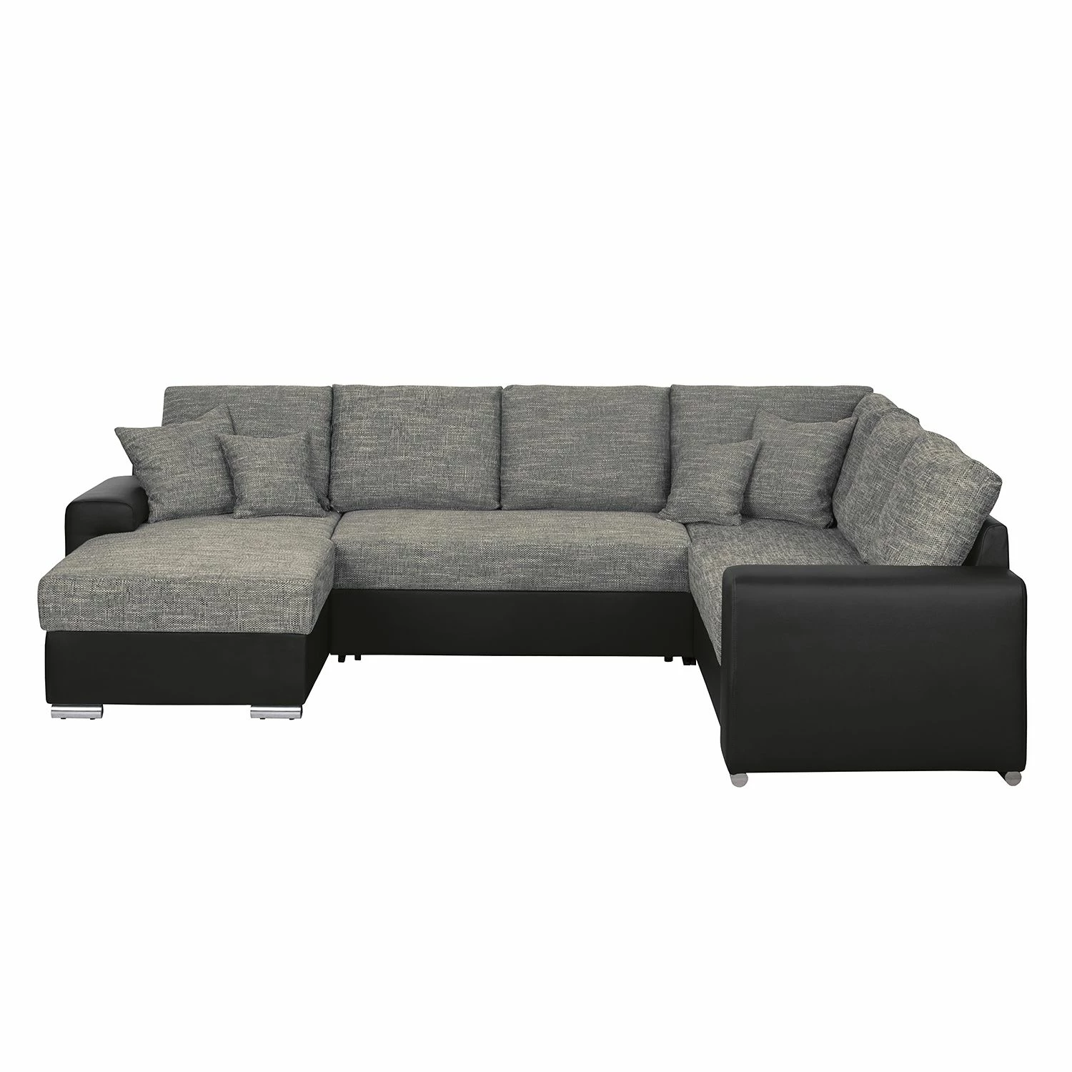 Roomscape Canapé panoramique Berrings - Convertible - Imitation cuir / Tissu structuré - Noir / Gris - Méridienne courte à gauche (vue de face) 8 Roomscape Canapé panoramique Berrings - Convertible - Imitation cuir / Tissu structuré - Noir / Gris - Méridienne courte à gauche (vue de face) – Image 6