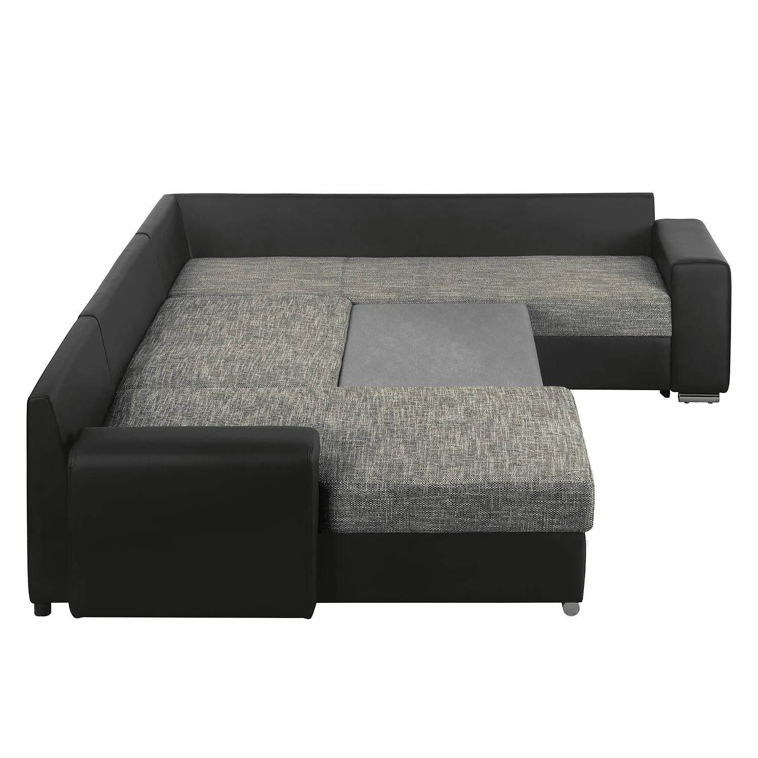 Roomscape Canapé panoramique Berrings - Convertible - Imitation cuir / Tissu structuré - Noir / Gris - Méridienne courte à gauche (vue de face) 12 Roomscape Canapé panoramique Berrings - Convertible - Imitation cuir / Tissu structuré - Noir / Gris - Méridienne courte à gauche (vue de face) – Image 10