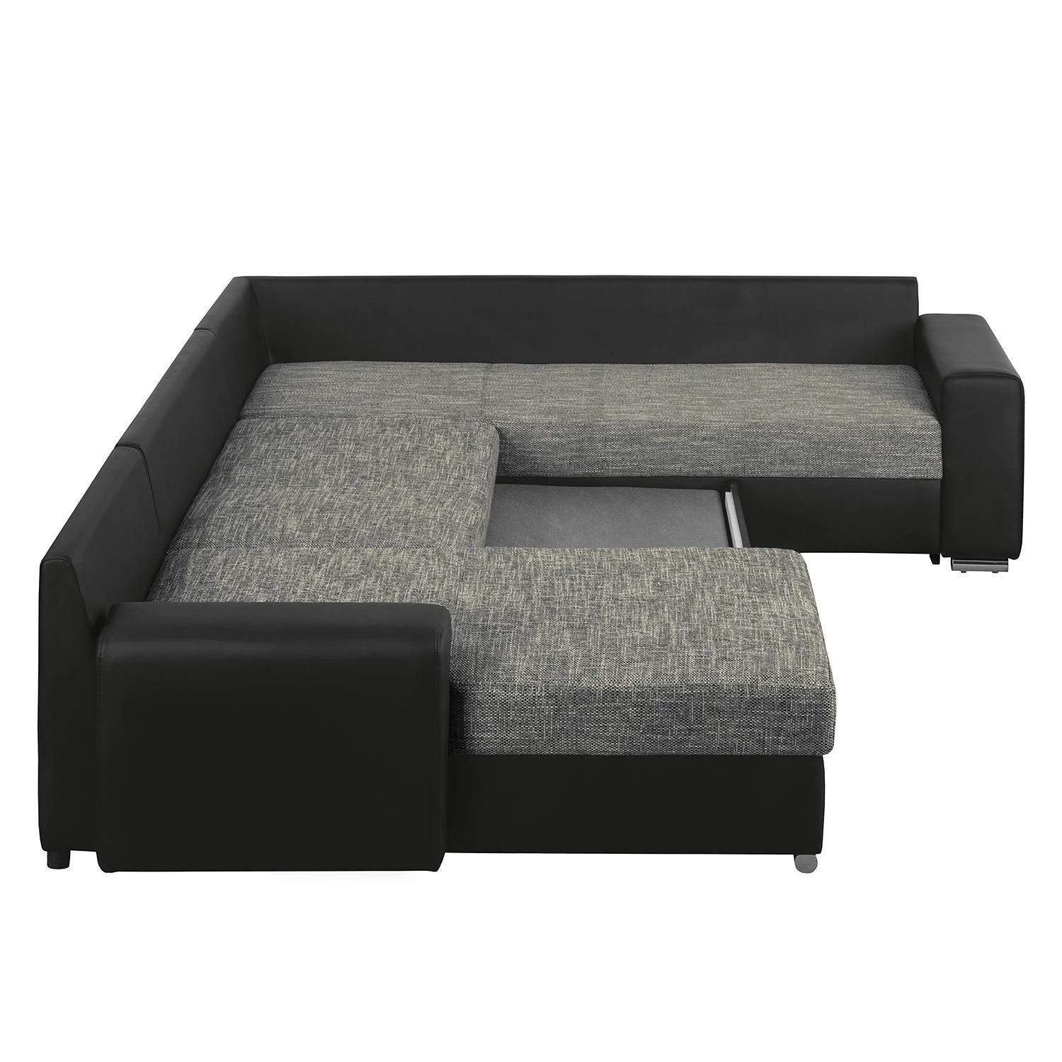 Roomscape Canapé panoramique Berrings - Convertible - Imitation cuir / Tissu structuré - Noir / Gris - Méridienne courte à gauche (vue de face) 11 Roomscape Canapé panoramique Berrings - Convertible - Imitation cuir / Tissu structuré - Noir / Gris - Méridienne courte à gauche (vue de face) – Image 9