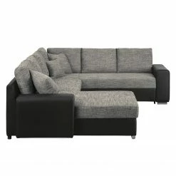 Roomscape Canapé panoramique Berrings - Convertible - Imitation cuir / Tissu structuré - Noir / Gris - Méridienne courte à gauche (vue de face) 40 Roomscape Canapé panoramique Berrings - Convertible - Imitation cuir / Tissu structuré - Noir / Gris - Méridienne courte à gauche (vue de face) -loftscape Boutique wohnlandschaft berrings mit schlaffunktion kunstleder strukturstoff schwarz grau longchair davorstehend links 3633541