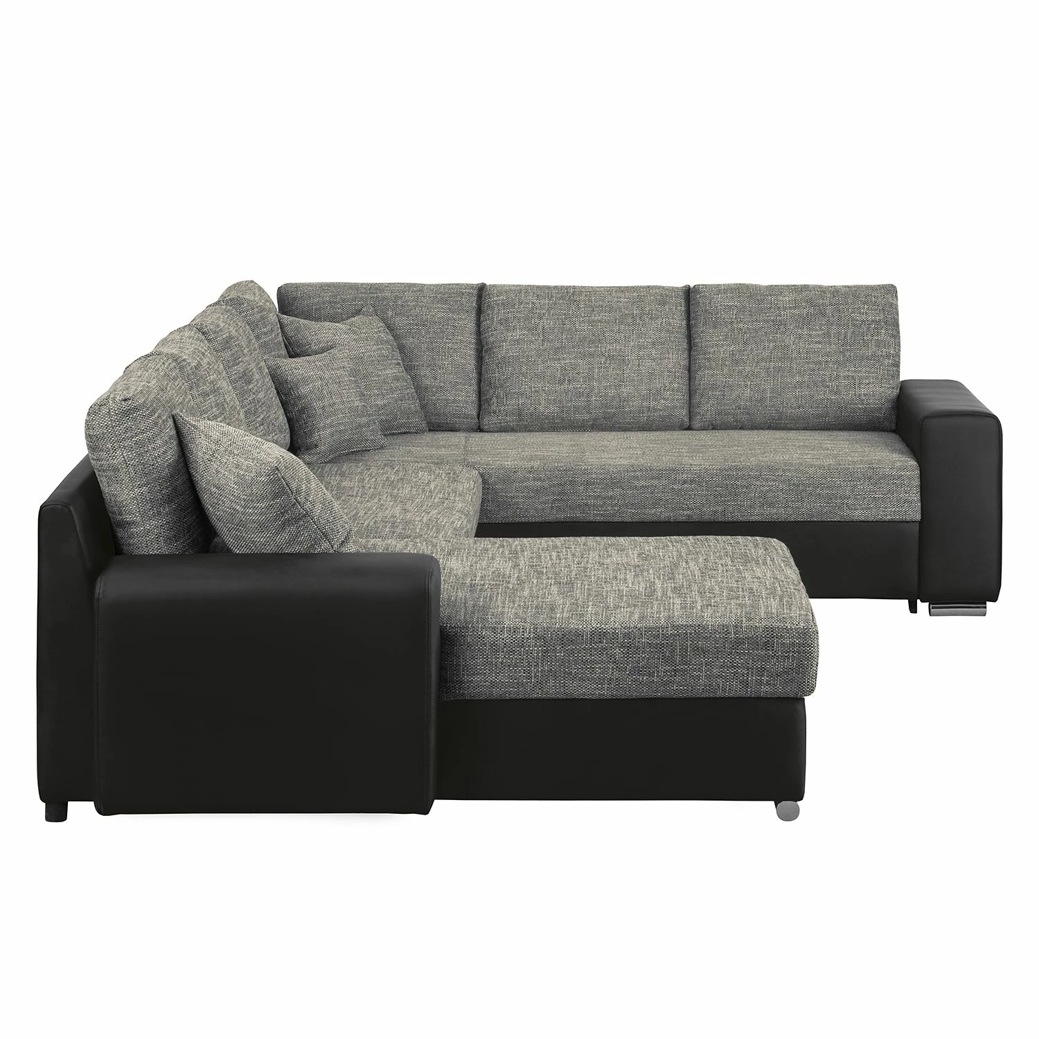 Roomscape Canapé panoramique Berrings - Convertible - Imitation cuir / Tissu structuré - Noir / Gris - Méridienne courte à gauche (vue de face) 10 Roomscape Canapé panoramique Berrings - Convertible - Imitation cuir / Tissu structuré - Noir / Gris - Méridienne courte à gauche (vue de face) – Image 8