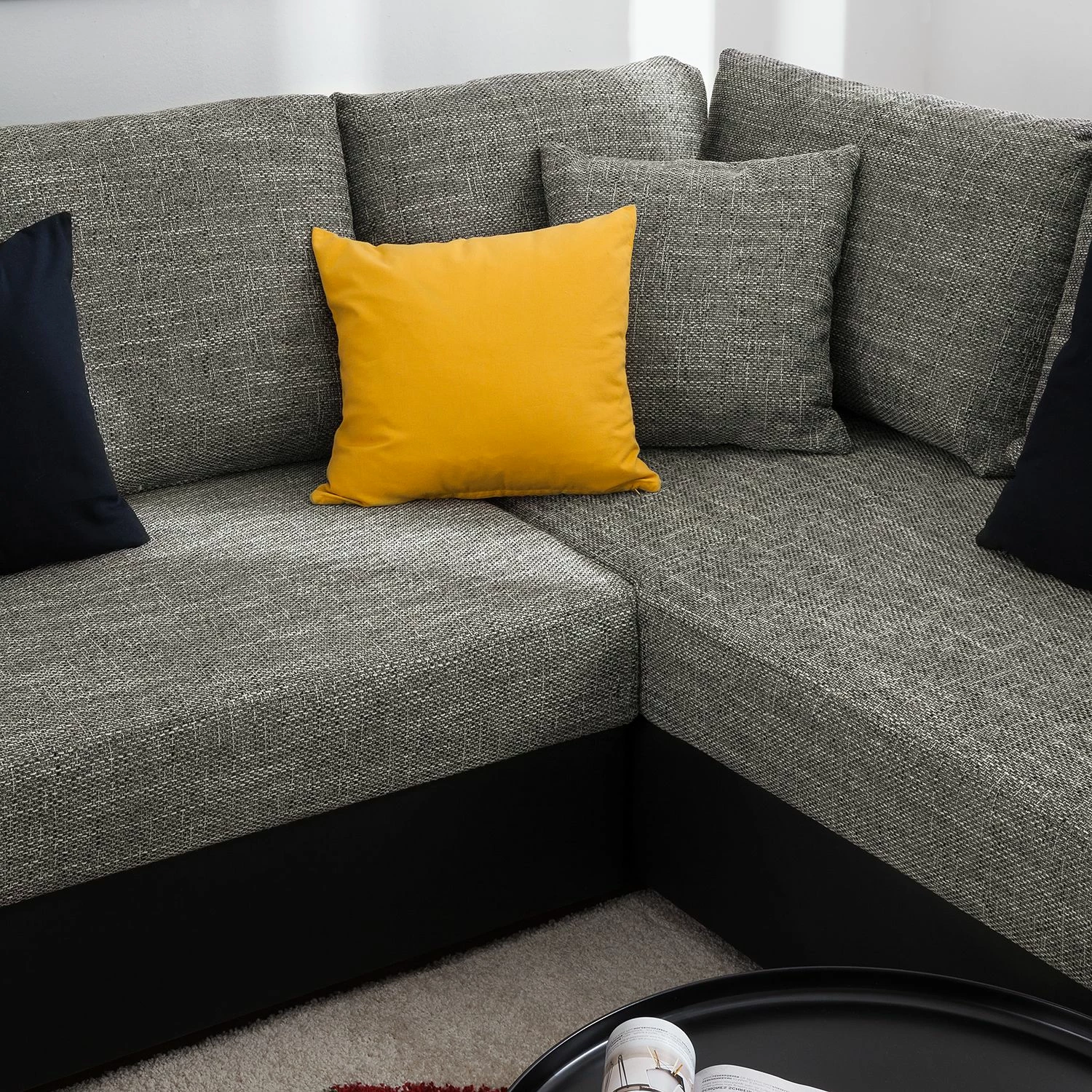 Roomscape Canapé panoramique Berrings - Convertible - Imitation cuir / Tissu structuré - Noir / Gris - Méridienne courte à gauche (vue de face) 20 Roomscape Canapé panoramique Berrings - Convertible - Imitation cuir / Tissu structuré - Noir / Gris - Méridienne courte à gauche (vue de face) – Image 18