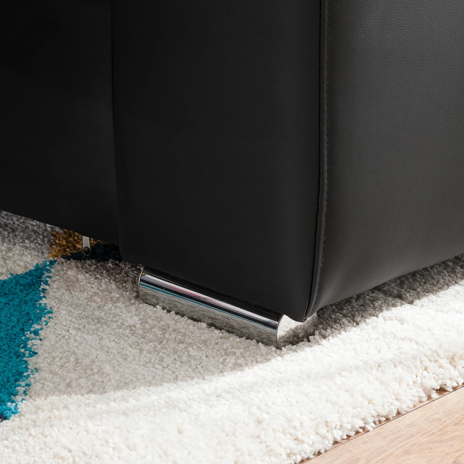 Roomscape Canapé panoramique Berrings - Convertible - Imitation cuir / Tissu structuré - Noir / Gris - Méridienne courte à gauche (vue de face) 19 Roomscape Canapé panoramique Berrings - Convertible - Imitation cuir / Tissu structuré - Noir / Gris - Méridienne courte à gauche (vue de face) – Image 17