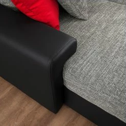 Roomscape Canapé panoramique Berrings - Convertible - Imitation cuir / Tissu structuré - Noir / Gris - Méridienne courte à gauche (vue de face) 46 Roomscape Canapé panoramique Berrings - Convertible - Imitation cuir / Tissu structuré - Noir / Gris - Méridienne courte à gauche (vue de face) -loftscape Boutique wohnlandschaft berrings mit schlaffunktion kunstleder strukturstoff schwarz grau longchair davorstehend links 4993836