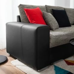 Roomscape Canapé panoramique Berrings - Convertible - Imitation cuir / Tissu structuré - Noir / Gris - Méridienne courte à gauche (vue de face) 51 Roomscape Canapé panoramique Berrings - Convertible - Imitation cuir / Tissu structuré - Noir / Gris - Méridienne courte à gauche (vue de face) -loftscape Boutique wohnlandschaft berrings mit schlaffunktion kunstleder strukturstoff schwarz grau longchair davorstehend rechts 4993784