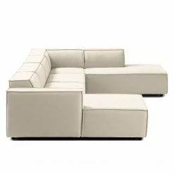 Canapé panoramique Kinx Tissu - Tissu Osta: Blanc vieilli - Méridienne courte à gauche / longue à droite (vue de face) -loftscape Boutique wohnlandschaft kinx webstoff longchair davorstehend links ottomane rechts stoff osta altweiss 4321120