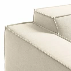 Canapé panoramique Kinx Tissu - Tissu Osta: Blanc vieilli - Méridienne courte à gauche / longue à droite (vue de face) -loftscape Boutique wohnlandschaft kinx webstoff longchair davorstehend links ottomane rechts stoff osta altweiss 4321128