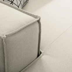 Canapé panoramique Kinx Tissu - Tissu Osta: Blanc vieilli - Méridienne courte à gauche / longue à droite (vue de face) -loftscape Boutique wohnlandschaft kinx webstoff longchair davorstehend rechts ottomane links stoff osta altweiss 4657676